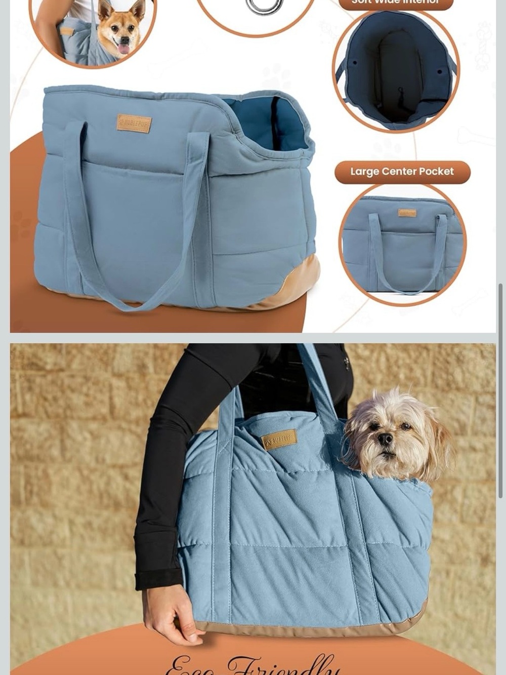 Soft Blue Pet Carrier Tote Bag by - Picture 5 of 8